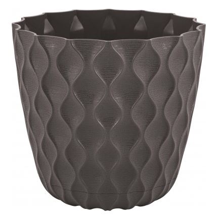 Горшок для цветов InGreen Wave с дренажной сеткой и съемным поддоном 4,7л,  D205мм, горький шоколад